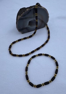 Men's natural amber necklace and bracelet